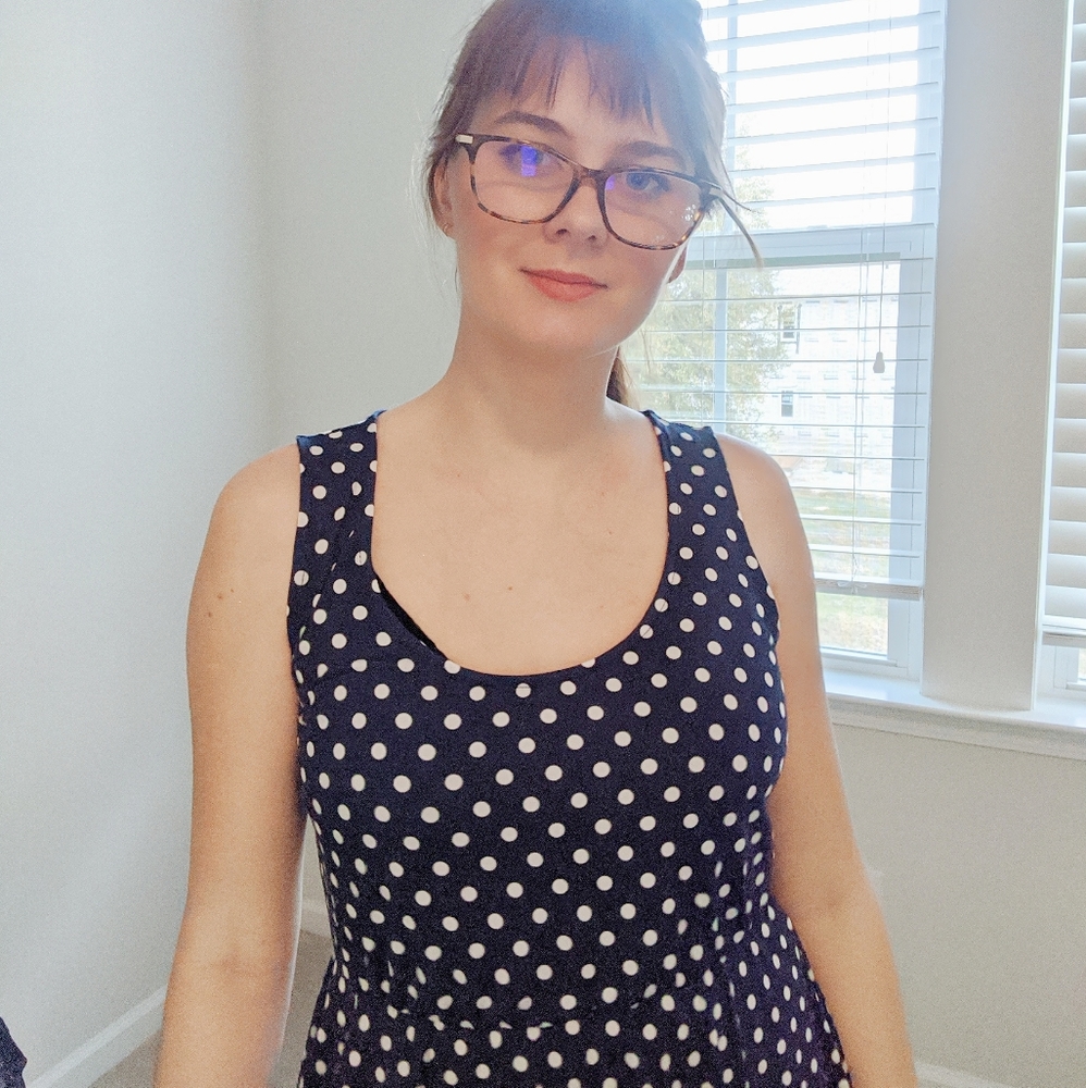 New York Collection Polkadot stretch dress - Picture 5 of 6